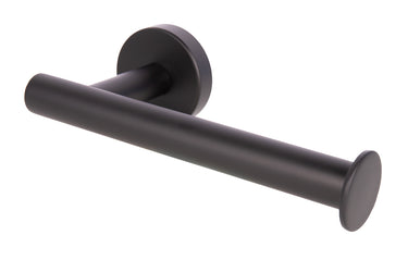 Cofan – Portarrollos Negro Mate | Diseño Redondo | Acero Inoxidable | Kit de Fijación Incluido | 16,5 x 8 x 5 cm
